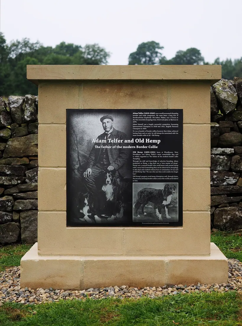 Adam Telfer and Old Hemp Memorial, on the day of unveiling.